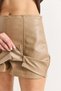 Mink Faux Leather Mini Skirt with Elastic Waist and Adjustable Stitching Detail with Shorts - 4