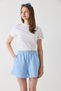 Blue Cotton Knitted Shorts with Elastic Waist, Two-Thread Printed, Comfortable Fit, Suitable for Daily Use - 2