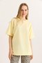 Yellow Soft Textured Crew Neck Drop Shoulder Loose Oversize Modern Cut T-Shirt