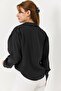 Black Woven Fabric Shirt Collar Long Sleeve Relaxed Fit Front Button Detailed Shirt - 5