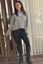 Gray Soft Textured Shirt Collar Self Knitted Patterned Relaxed Fit Long Sleeve Knitwear Sweater - 3