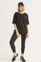 Black Cotton Blend Crew Neck Short Sleeve Basic Relaxed Fit Knitted T-Shirt - 2