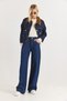 Navy Blue Denim Textured Cut-Leg Detailed Loose Fit Comfortable Fit Jeans Trousers - 2