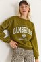 Green Three-Thread Embossed Woven Fabric Crew Neck Regular Fit Printed Sweatshirt - 3