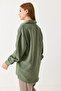 Khaki Muslin Fabric Shirt Collar Drop Shoulder Oversize Buttoned Pocket Basic Shirt - 5