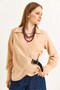 Beige Woven Fabric Long Sleeve Cuffed Comfortable Fit Belt Detailed Double Breasted Collar Shirt - 2