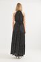 Black Tie-Waist Dress with Speckle Pattern, Comfortable Fit, Slit Detail, Suitable for Daily Use - 5