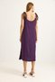 Purple Cotton Fabric Halter-Neck Backless Midi Length Dress with Slit Detail - 6