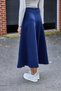 Navy Blue Flexible Textured Skirt with Elastic Waist, Flared Cut, Comfortable Fit, Functional Detailing - 5