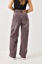 Plum Denim Fabric Cut-Off Leg Loose Fit Five-Pocket Zippered Comfortable Fit Denim Jeans - 5