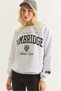 Gray Woven Fabric Crew Neck Regular Fit Three Thread Printed Sweatshirt - 5