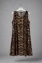 Brown Leopard Patterned Crew Neck Loose Comfortable Cut Dress Suitable for Daily Use
