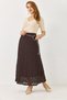 Brown Lace Knitted Fabric Regular Waist Belted A-Line Lined Comfortable Fit Skirt - 3