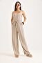 Mink Modal Fabric Thin Straps Waist Belted Side Pockets Relaxed Fit Patterned Jumpsuit - 4