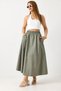 Green Parachute Fabric Skirt with Elastic Waist, Adjustable Detail, Unlined, Comfortable Cut