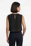 Black Woven Fabric Crew Neck Sleeveless Back Button Detailed Modern Cut Crop Blouse - 3
