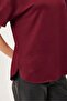 Burgundy Soft Textured Cotton Crew Neck Short Sleeve Modal T-Shirt with Oval Cut Hem Detail - 4