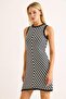 Black Openwork Knitted Fabric Halter Neck Comfortable Fit Unlined Mini Dress
