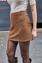 Tan Suede Textured High Waist Practical Cut Silver Stone Detailed Mini Skirt - 4