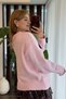 Pink Soft Textured Wool Blend Crew Neck Drop Shoulder Heart Motif Knitwear Sweater - 3