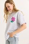 Gray Two-Thread Fabric Crew Neck Short Sleeve Basic Form Chest Printed T-Shirt - 4