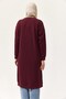 Burgundy Knitwear Fabric V-Neck Off-Shoulder Relaxed Fit Buttoned Long Cardigan - 3