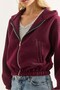 Burgundy Three-Threaded Long-Sleeved Hooded Cardigan with Pockets, Zipper, and Rubber Detail - 4