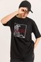 Black Cotton Single Jersey Crew Neck Comfortable Fit T-Shirt with Print and Embroidery Detail Short Sleeves - 3