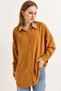 Coffee Woven Ayrobin Stretch Fabric Low Shoulder Collar Stone Detailed Buttoned Form Shirt - 3