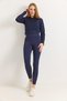 Navy Blue Flexible Textured High Waist Shaping Elastic Waist Adjustable Detailed Sports Leggings - 2
