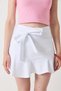 White Woven Fabric Belted Comfortable Cut Ruffle Detailed Daily Use Shorts Skirt Shorts - 3
