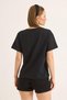 Black Cotton Fabric Crew Neck Fit Cut Short Sleeve Knitted T-Shirt with Bow Detail - 2