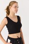 Black Camisole Fabric V-Neck Sleeveless Slim Fit Modern Daily Use Crop Blouse - 3