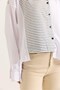 White Striped Garnished Shirt Collar Comfortable Fit Reverse Pocket Detailed Buttoned Long Sleeve Shirt - 6