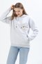 Gray Three-Yarn Cotton Fabric Hooded Collar Kangaroo Pocket Printed Detailed Knitted Sweatshirt - 3