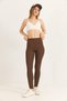 Brown Flexible Textured High Waist Slim Fit Comfortable Cut Knitted Leggings with a Gathering Effect - 4