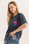Smoked Two-Thread Fabric Crew Neck Short Sleeve Basic Form Chest Printed T-Shirt - 3