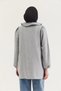 Gray Linen Fabric Baby Collar Buttoned Long Sleeve Relaxed Fit Shirt Tunic - 3