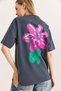 Smoked Two-Thread Fabric Crew Neck Short Sleeve Basic Form Chest Printed T-Shirt - 4