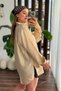 Beige Woven Fabric Shirt with Collar, Long Sleeves, Buttoned Pocket Detail, Side Slits, Comfortable Fit Shirt - 3