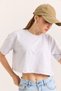 Light Gray Two-Strand Fabric Crew Neck Short Sleeve Relaxed Fit Cool Crop T-Shirt - 2