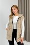 Mink Welsoft Fabric Hooded Collar Comfortable Fit Kangaroo Pocket Zipper Detailed Vest - 4