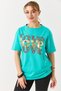 Green Cotton Flexible Textured Crew Neck Short Sleeve Basic Comfortable Fit Love Printed T-Shirt - 3
