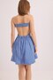 Blue Cotton Woven Strapless Neckline Mini Cutout Backless Detailed Dress - 2