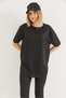 Black Cotton Flexible Textured Crew Neck Short Sleeve Oversize Basic Comfortable Cut Knitted T-Shirt - 2