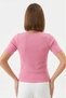Pink Camisole Fabric Square Neck Short Sleeve Ribbed Textured Slim Fit Crop Blouse - 3