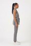 Gray Woven Fabric Double-Breasted Collar Jacket Vest with Open Tie Sides and Waist Fit - 2