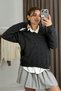 Anthracite Thin Knitwear Fabric V-Neck Long Sleeve Relaxed Fit Easy to Combine Knitted Sweater
