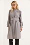 Gray Aerobin Fabric High Collar Comfortable Fit Long Sleeve Cuffed Belt Detailed Tunic
