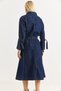 Navy Blue Stretch Denim Fabric Shirt Collar Gold Button Epaulet Detail Modern Cut Dress - 6